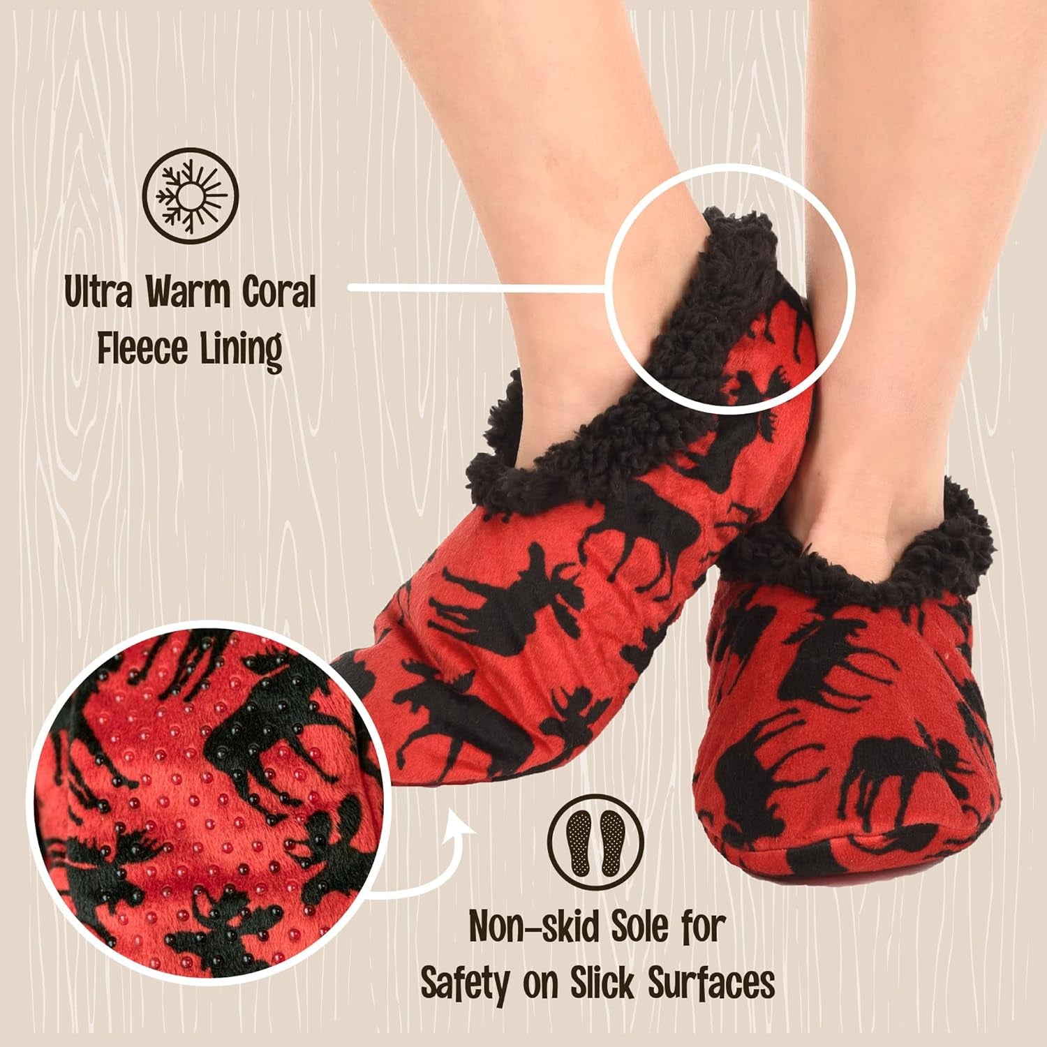 Fuzzy Feet Slippers for Women, Cute Fleece-Lined House Slippers, Cute Animal Designs