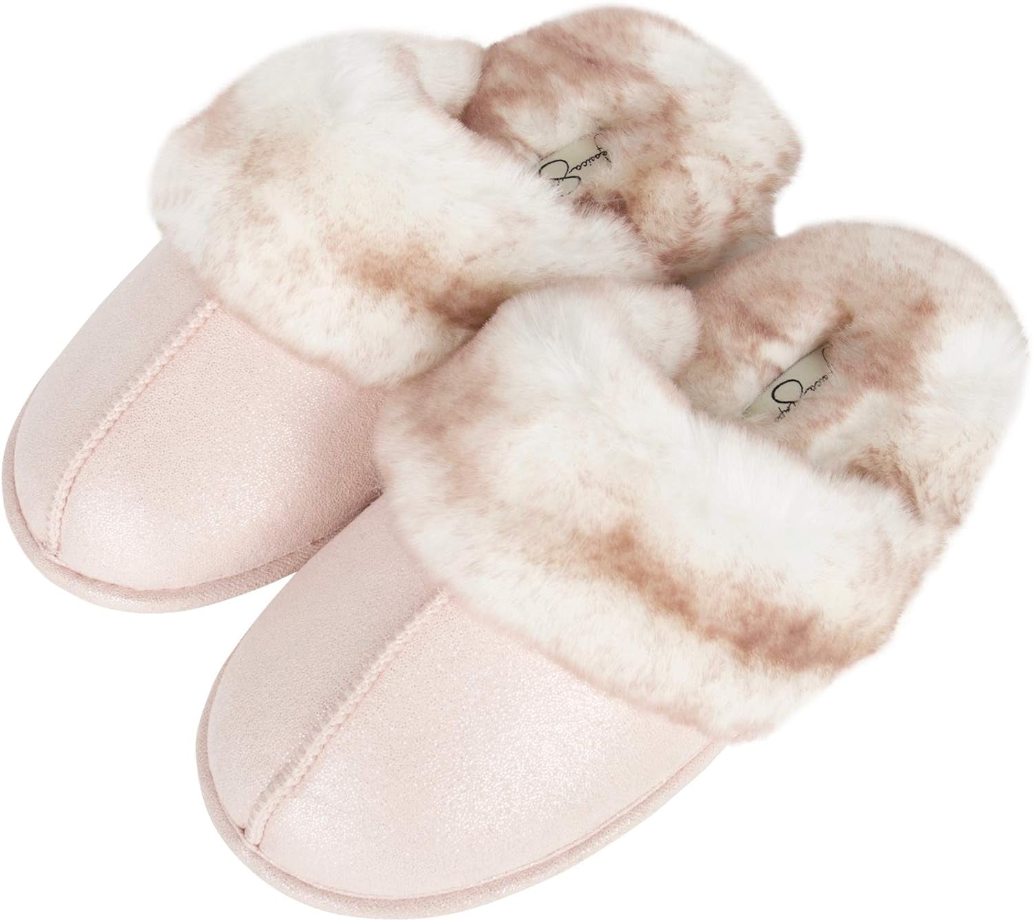 Women'S Comfy Faux Fur House Slipper Scuff Memory Foam Slip on Anti-Skid Sole