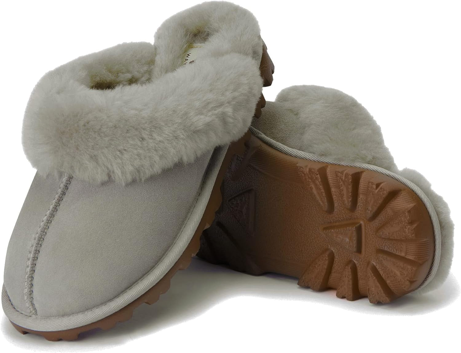 Genuine Australian Sheepskin Women Slippers, Water-Resistant Warm and Fluffy Outdoor House Slippers for Women