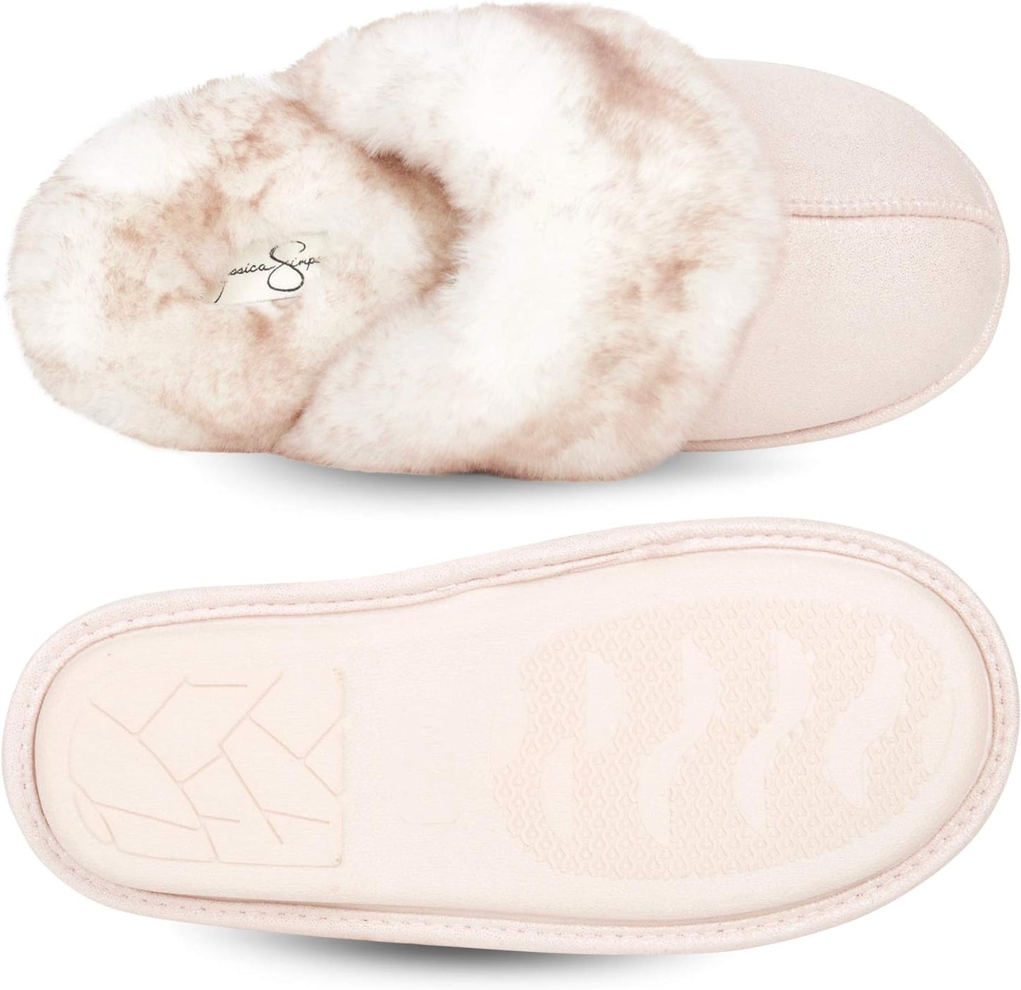 Women'S Comfy Faux Fur House Slipper Scuff Memory Foam Slip on Anti-Skid Sole