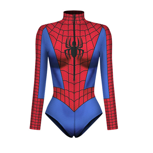 Spiderman Bodysuit for Women and Men, Captain Superhero Jumpsuit, 3D Print, Long Sleeve Swimsuit, Halloween Carnival Cos