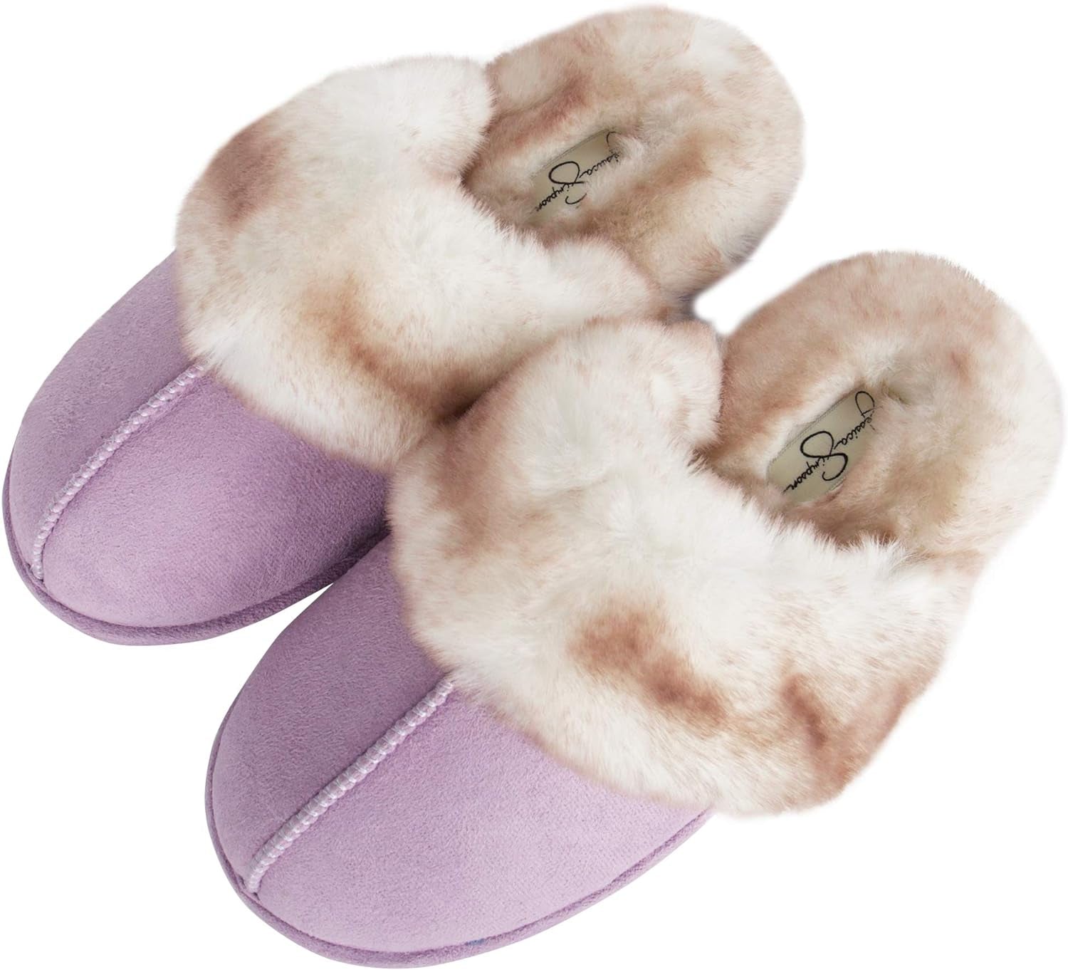 Women'S Comfy Faux Fur House Slipper Scuff Memory Foam Slip on Anti-Skid Sole