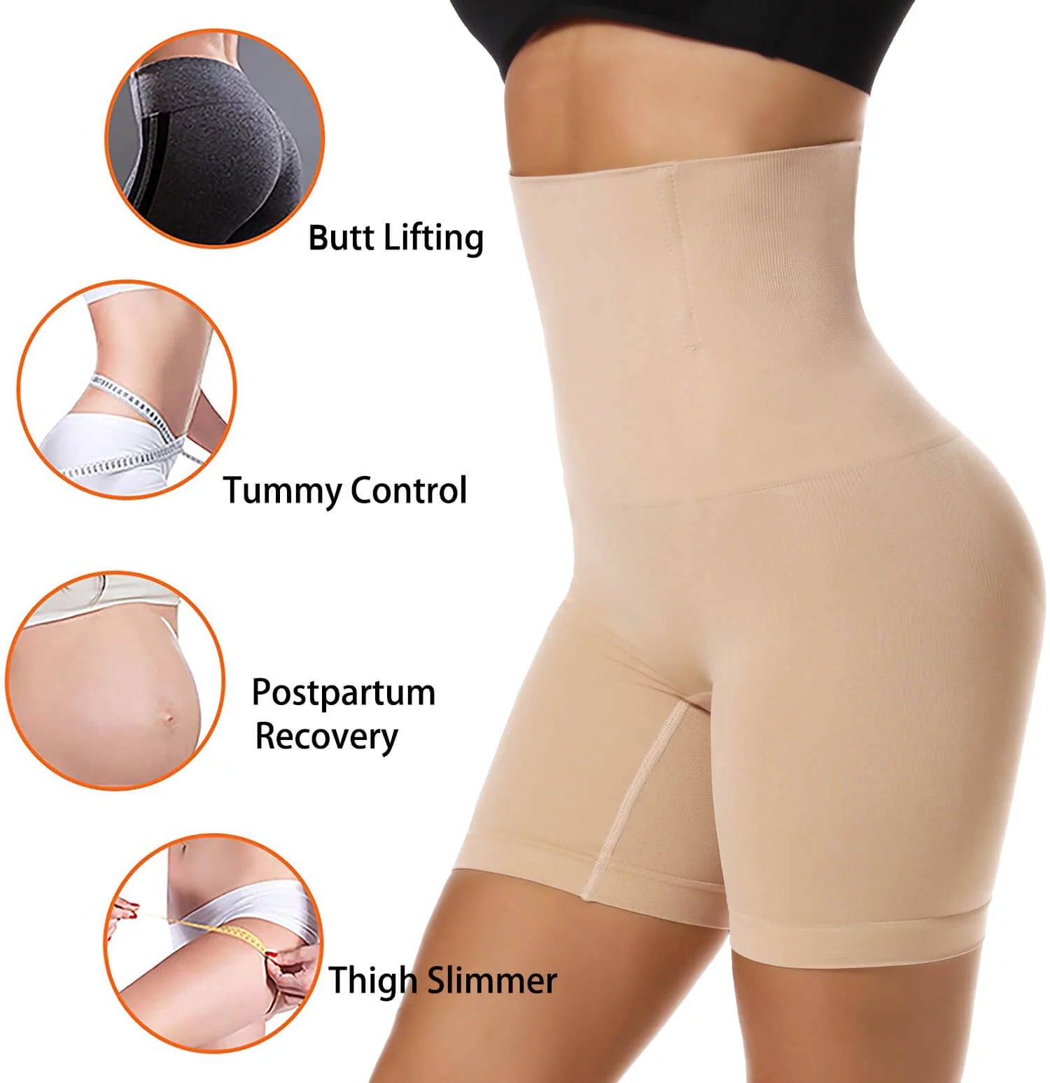 Women Waist Trainer Shapewear Tummy Control Body Shaper Shorts Hi-Waist Butt Lifter Thigh Slimmer